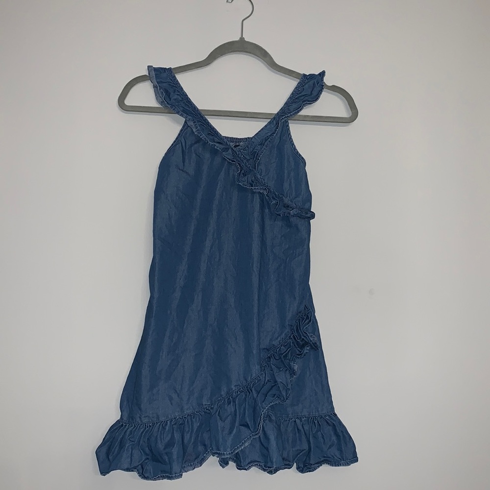 Gap Kids Girls Blue Denim Ruffled Dress Sz L